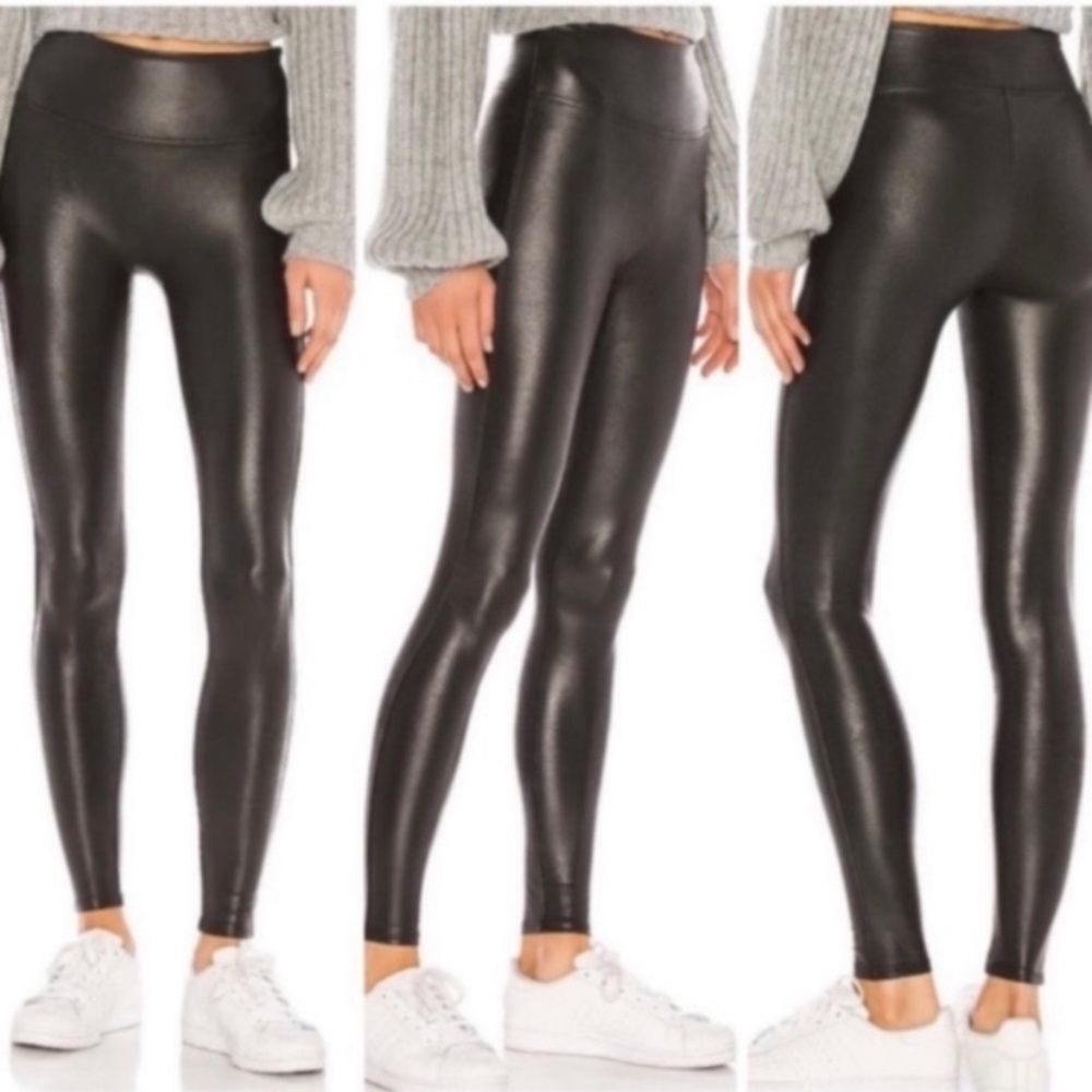 Spanx Faux Leather Black High Waist Leggings Sz XL